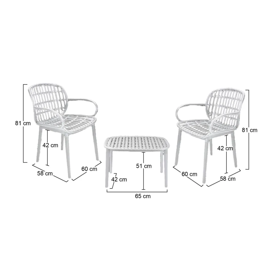 Set salotto da esterno Kupang, Bianco