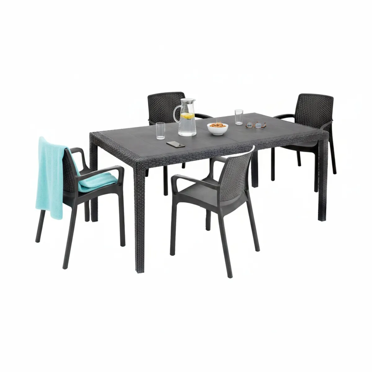 Set Da Esterno|Salotti Da Giardino > Dmora Set salotto da esterno Lograto, Made in Italy, Antracite Nero Antracite