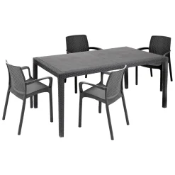 Set Da Esterno|Salotti Da Giardino > Dmora Set salotto da esterno Lograto, Made in Italy, Antracite Nero Antracite
