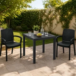 Set Da Esterno|Salotti Da Giardino > Dmora Set Salotto da Esterno 2 Posti un Tavolino, Made in Italy - Ben Nero Antracite