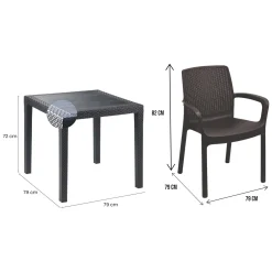Set Salotto da Esterno Nero Antracite 2 Posti un Tavolino, Impermeabile Idrorepellente Made in Italy - Matali