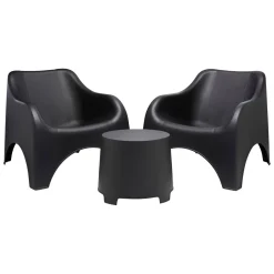 Set Salotto da Esterno Nero Antracite 2 Posti un Tavolino, Tavolo Tavolino - Cormons