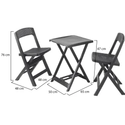 Set Salotto da Esterno Nero Antracite 2 Posti un Tavolino, set Pieghevole Made in Italy - Cassville