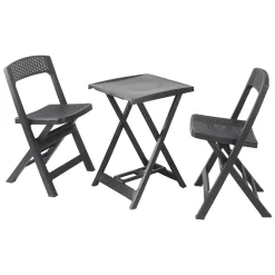 Set Salotto da Esterno Nero Antracite 2 Posti un Tavolino, set Pieghevole Made in Italy - Cassville