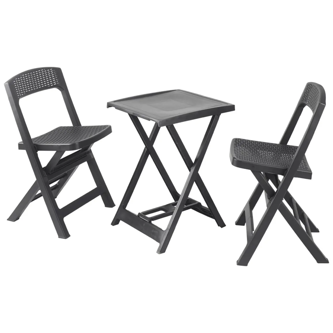 Set Salotto da Esterno Nero Antracite 2 Posti un Tavolino, set Pieghevole Made in Italy - Cassville