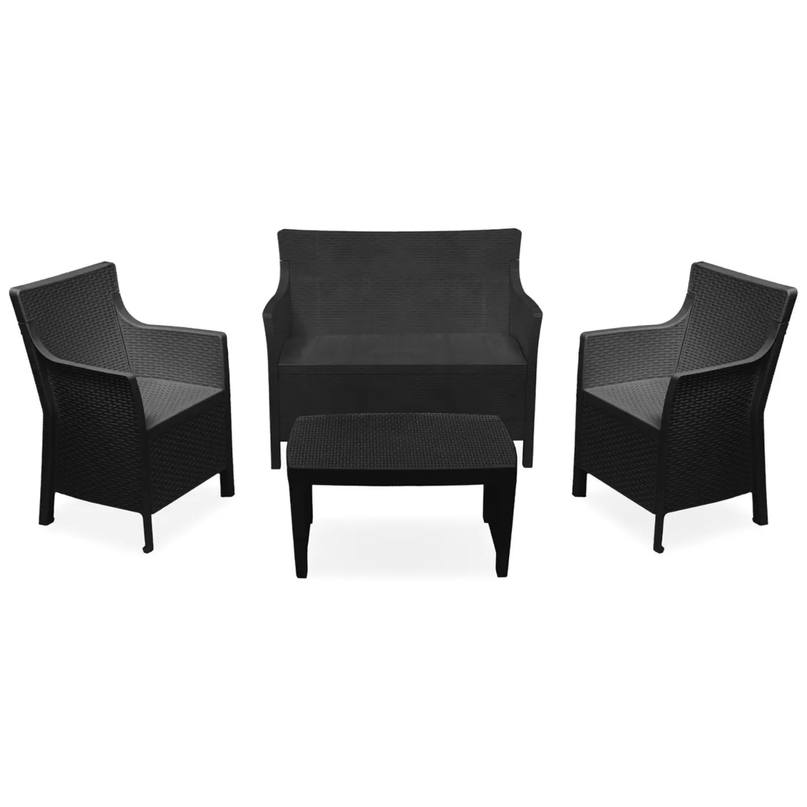 Set Da Esterno > Dmora Set Salotto da Esterno 6 Posti Tavolo Tavolo Allungabile, Finitura Effetto Doghe Made in Italy - Maseta Nero Antracite
