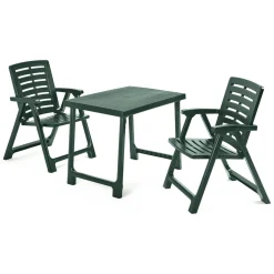 Set Salotto da Esterno Verde Antracite 2 Posti un Tavolino, set da Campeggio Bistrot Made in Italy - Lithia