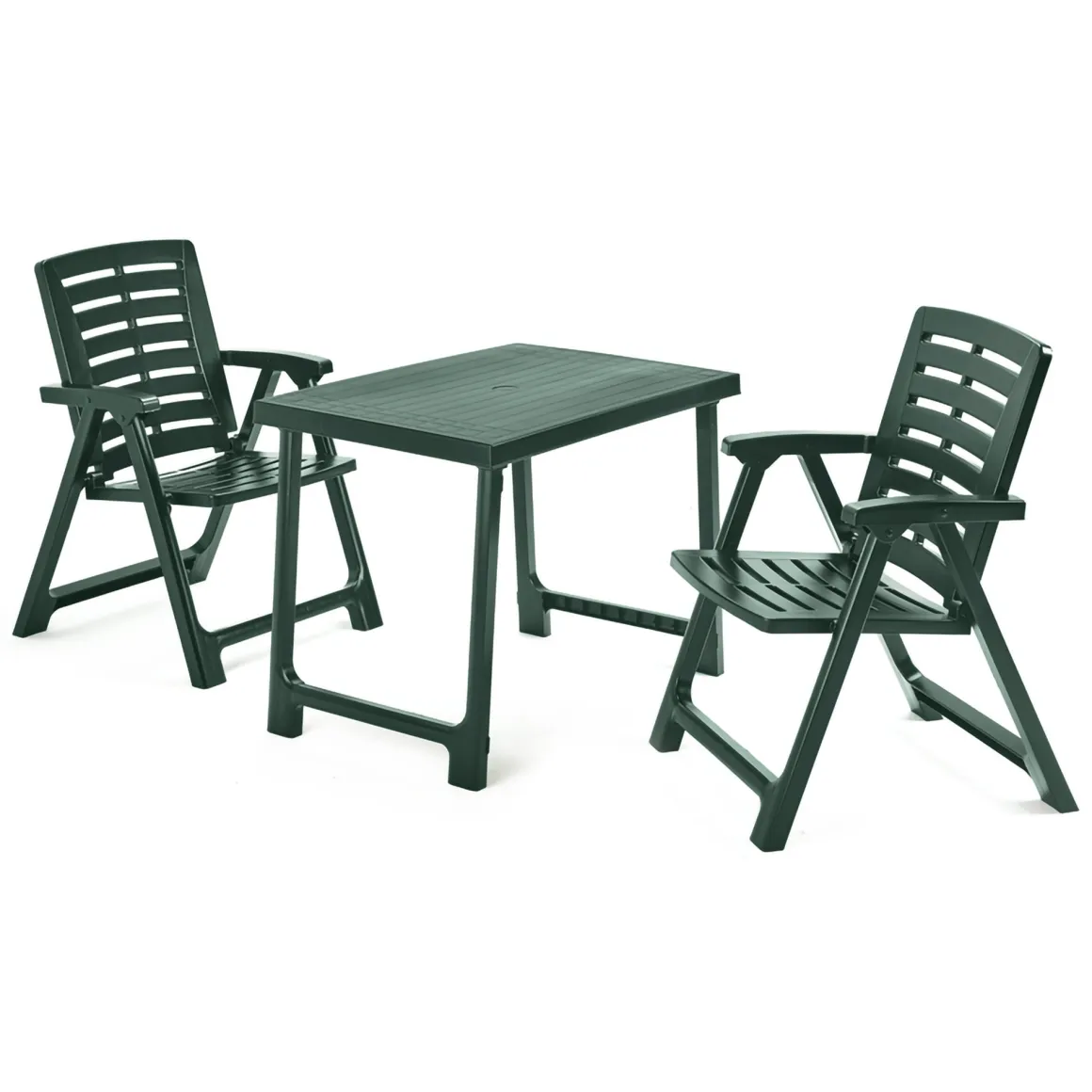 Set Salotto da Esterno Verde Antracite 2 Posti un Tavolino, set da Campeggio Bistrot Made in Italy - Lithia