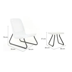 Set salotto esterno 2 poltrone 1 tavolino bianco - Canmore