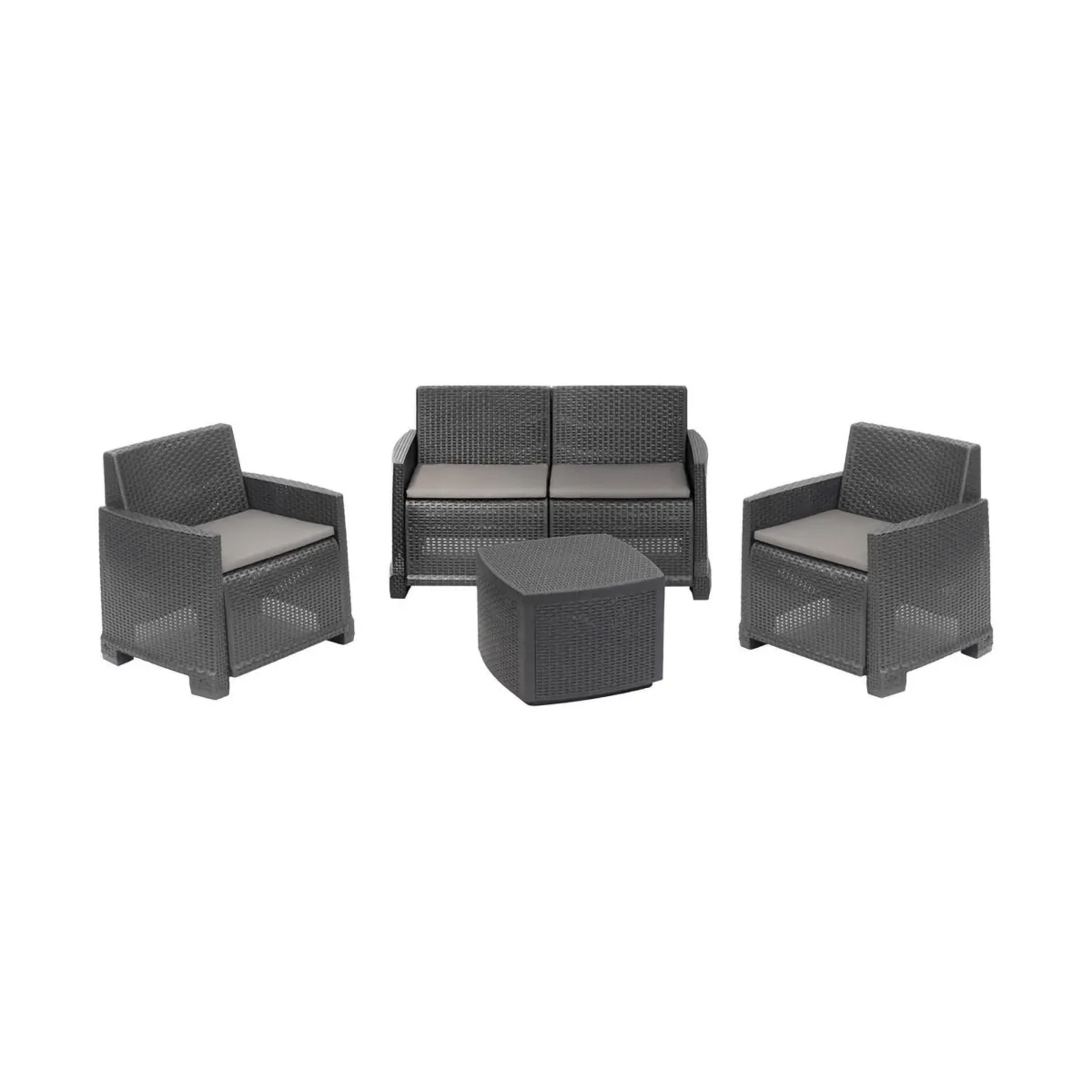 Set Da Esterno|Outdoor > Dmora Set salotto esterno 4 poltrone e 1 divano antracite - Amer Nero Antracite