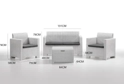 Set Da Esterno|Salotti Da Giardino > Dmora Set salotto esterno poltrone e divano effetto rattan tortora - Palu Grigio Tortora