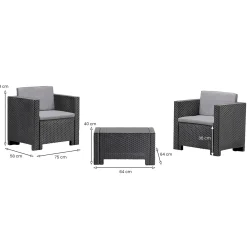 Set Da Esterno|Outdoor > Dmora Set salotto esterno 2 posti e 1 tavolo effetto rattan - Anny Bianco
