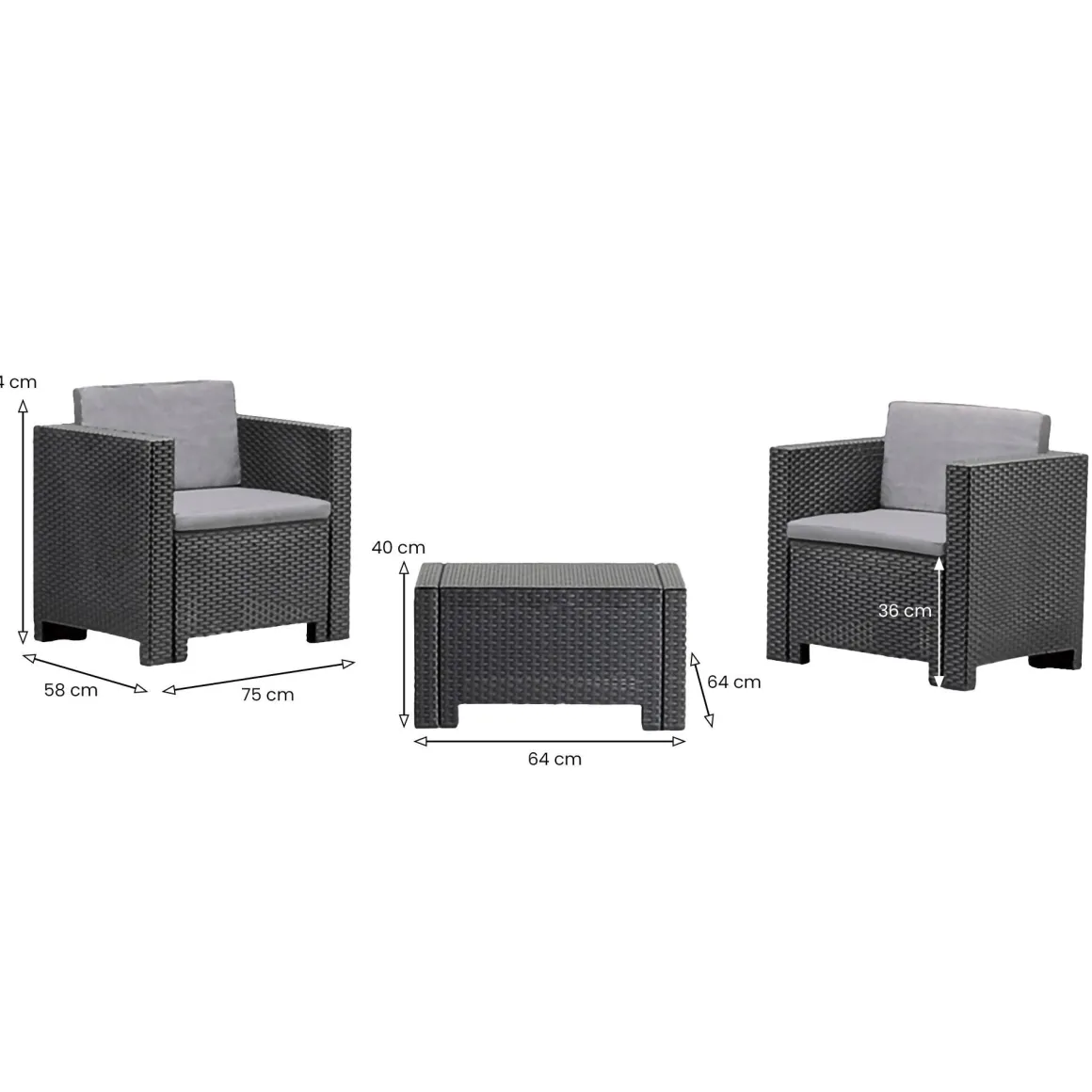 Set Da Esterno|Outdoor > Dmora Set salotto esterno 2 posti e 1 tavolo effetto rattan - Anny Bianco