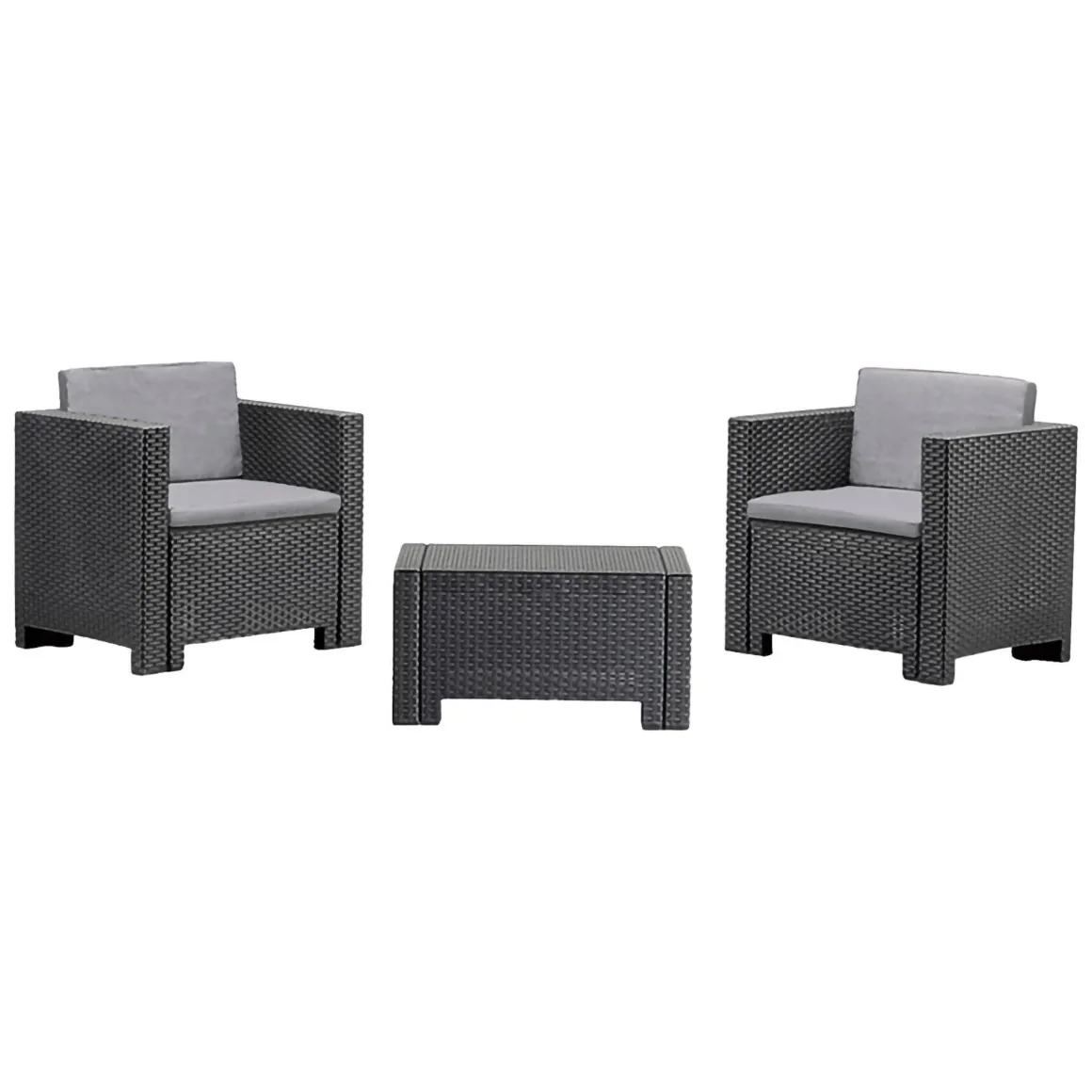 Set Da Esterno|Outdoor > Dmora Set salotto esterno 2 posti e 1 tavolo effetto rattan - Anny Bianco