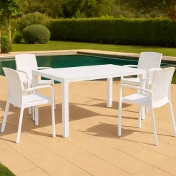 Set salotto esterno 4 posti e 1 tavolo bianco - Sover