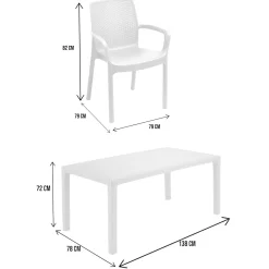 Set salotto esterno 4 posti e 1 tavolo bianco - Sover