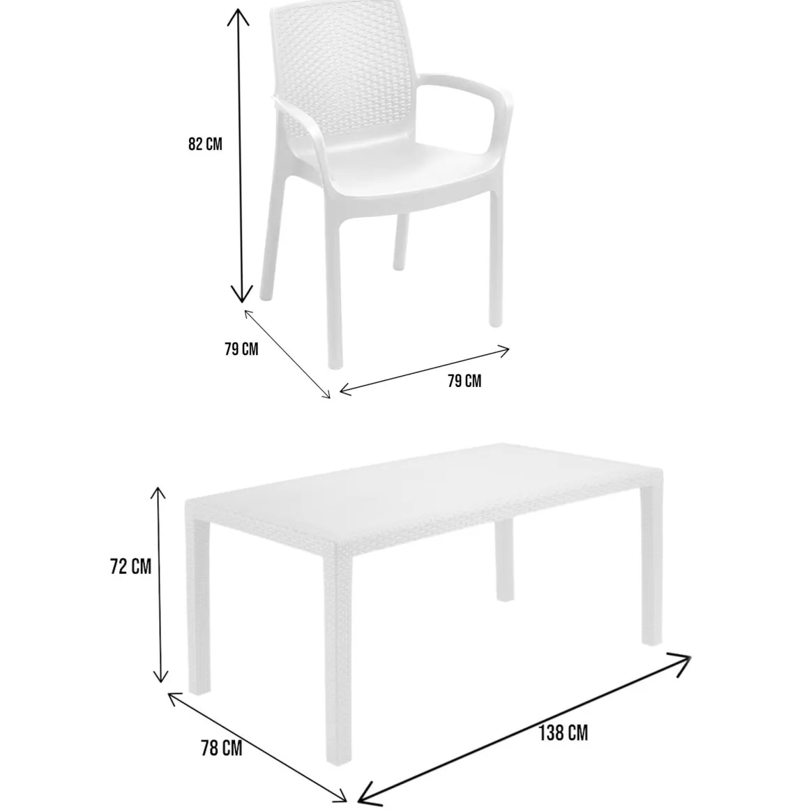 Set salotto esterno 4 posti e 1 tavolo bianco - Sover