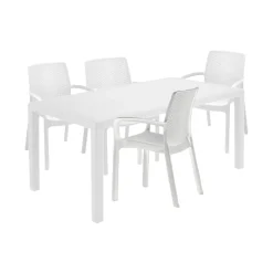 Set salotto esterno 4 posti e 1 tavolo bianco - Sover