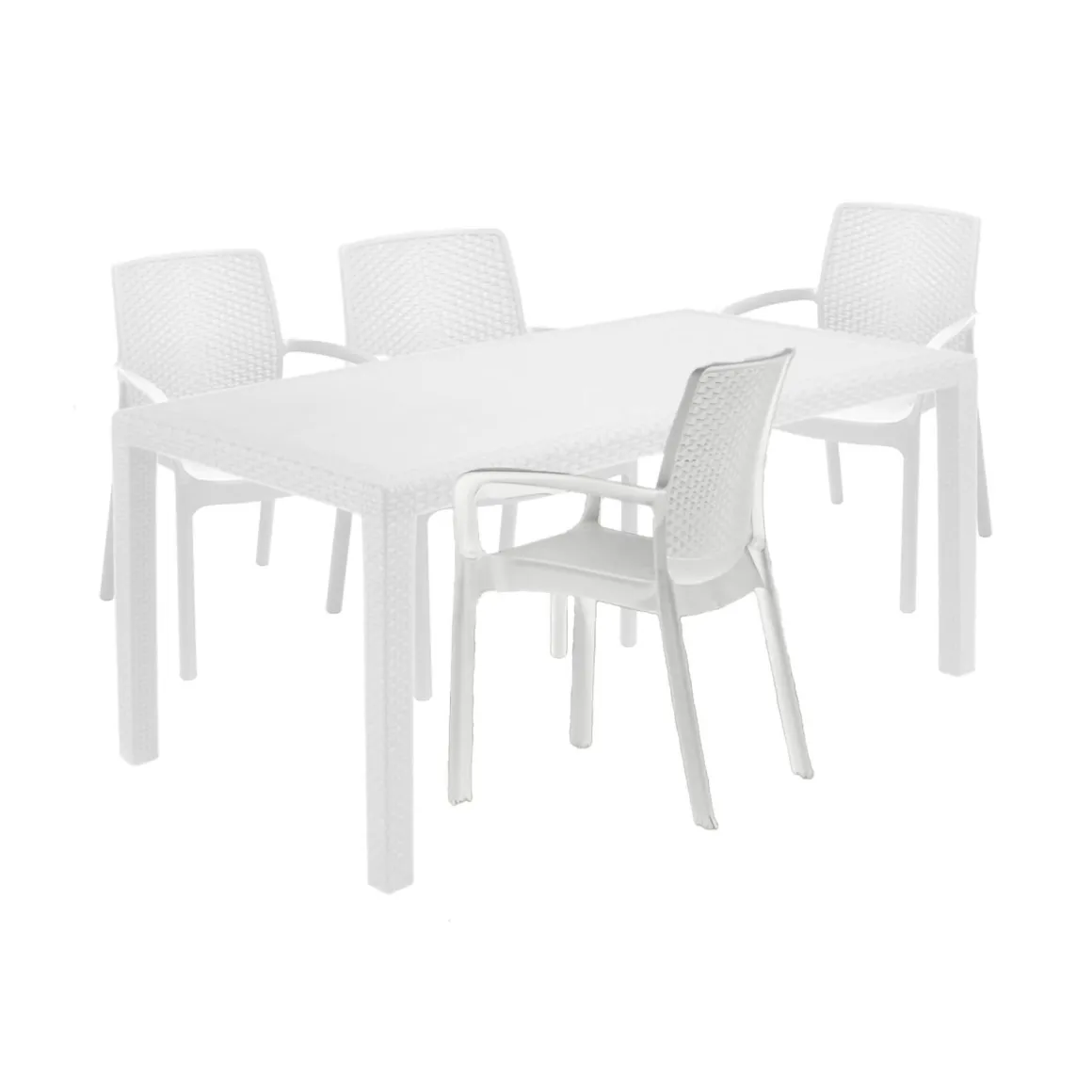 Set salotto esterno 4 posti e 1 tavolo bianco - Sover