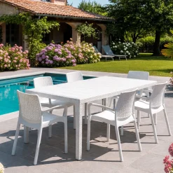 Set Da Esterno|Outdoor > Dmora Set salotto esterno 4 sedie e tavolo allungabile - Arret Bianco