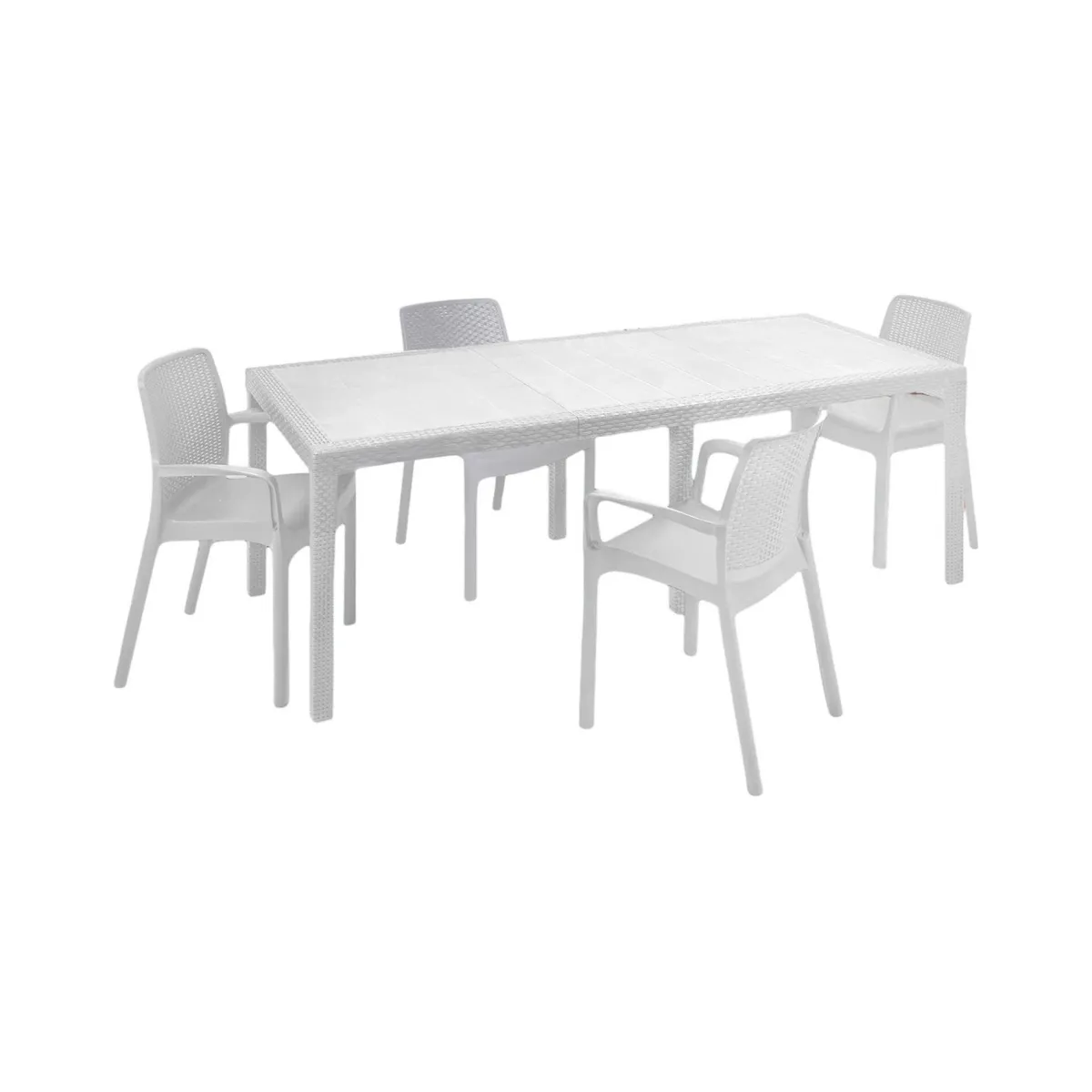 Set Da Esterno|Outdoor > Dmora Set salotto esterno 4 sedie e tavolo allungabile - Arret Bianco