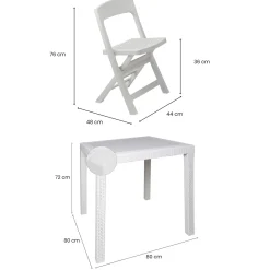 Set salotto esterno 4 sedie 1 tavolo quadrato bianco - Sanzeno