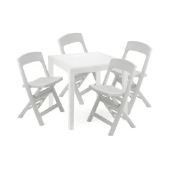 Set salotto esterno 4 sedie 1 tavolo quadrato bianco - Sanzeno