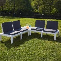 Set Da Esterno|Outdoor > Dmora Set salotto giardino angolare - Ermes Bianco