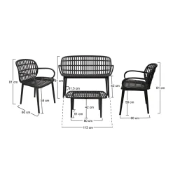 Set Da Esterno|Salotti Da Giardino > Dmora Set salotto giardino minimal 2 poltrone e 1 panchina - Jurij Bianco