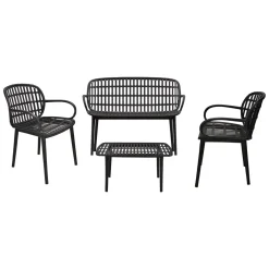 Set Da Esterno|Salotti Da Giardino > Dmora Set salotto giardino minimal 2 poltrone e 1 panchina - Jurij Bianco
