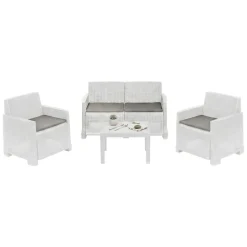 Set Da Esterno|Outdoor > Dmora Set salotto giardino 4 posti e 1 tavolo effetto rattan - Gazania Marrone
