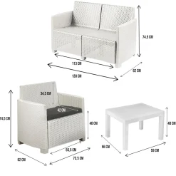 Set Da Esterno|Outdoor > Dmora Set salotto giardino 4 posti e 1 tavolo effetto rattan - Gazania Marrone