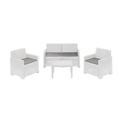 Set Da Esterno|Outdoor > Dmora Set salotto giardino 4 posti e 1 tavolo effetto rattan - Gazania Marrone