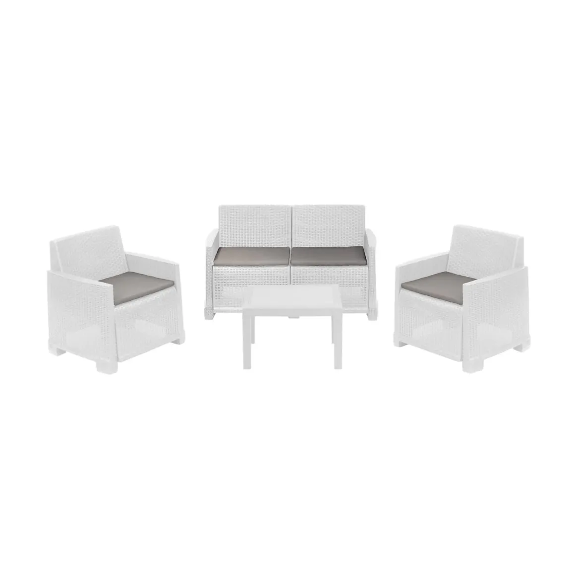 Set Da Esterno|Outdoor > Dmora Set salotto giardino 4 posti e 1 tavolo effetto rattan - Gazania Marrone