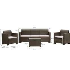 Set Da Esterno|Salotti Da Giardino > Dmora Set salotto giardino 5 posti e 1 tavolo effetto rattan tortora - Admiral Grigio Tortora