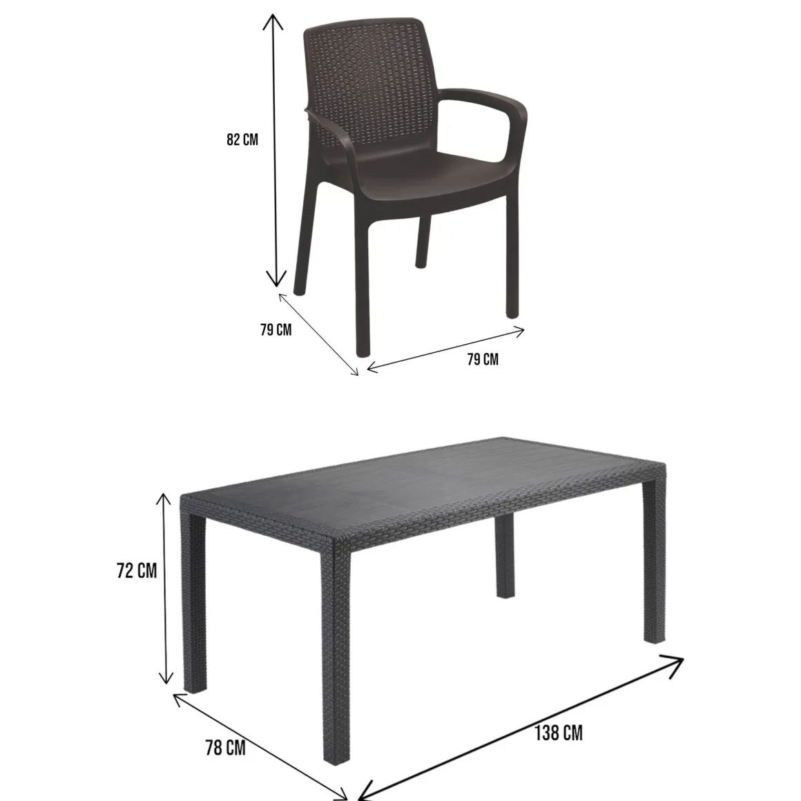 Set salotto giardino sedie effetto rattan antracite - Sover