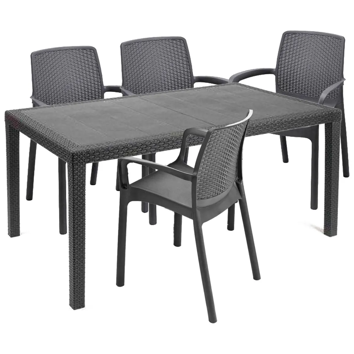 Set salotto giardino sedie effetto rattan antracite - Sover