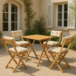 Set salotto giardino 4 sedie pieghevoli crema - Fanano
