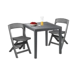 Set Da Esterno|Salotti Da Giardino > Dmora Set salotto giardino 2 sedie 1 tavolo quadrato antracite - Sanzeno Nero Antracite
