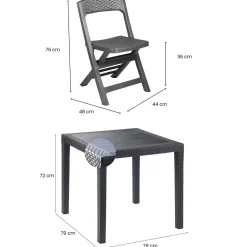 Set Da Esterno|Salotti Da Giardino > Dmora Set salotto giardino 2 sedie 1 tavolo quadrato antracite - Sanzeno Nero Antracite