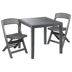 Set Da Esterno|Salotti Da Giardino > Dmora Set salotto giardino 2 sedie 1 tavolo quadrato antracite - Sanzeno Nero Antracite