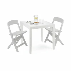 Set salotto giardino 2 sedie 1 tavolo quadrato bianco - Sanzeno