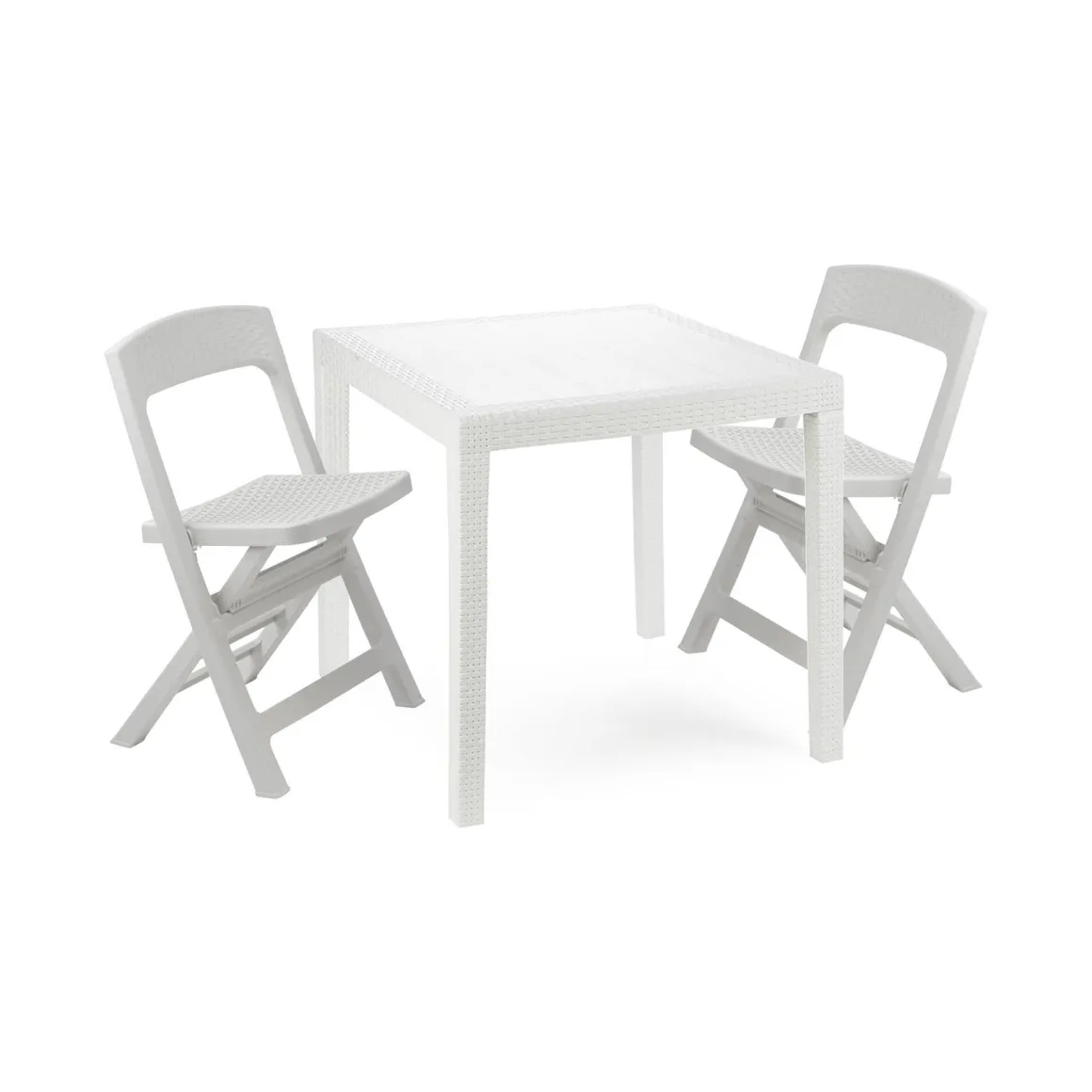 Set salotto giardino 2 sedie 1 tavolo quadrato bianco - Sanzeno