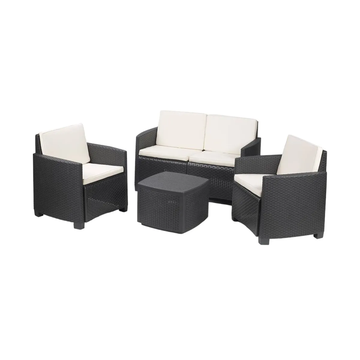 Set Da Esterno|Outdoor > Dmora Set salotto terrazza con tavolino contenitore antracite - Bacco Nero Antracite
