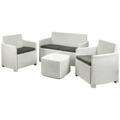 Set salotto terrazza con tavolino contenitore bianco - Bacco