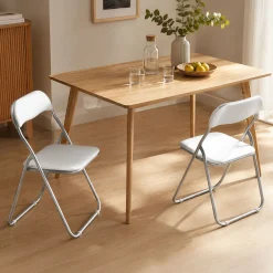 Set 2 sedie pieghevoli imbottite bianche struttura in metallo - Antenore