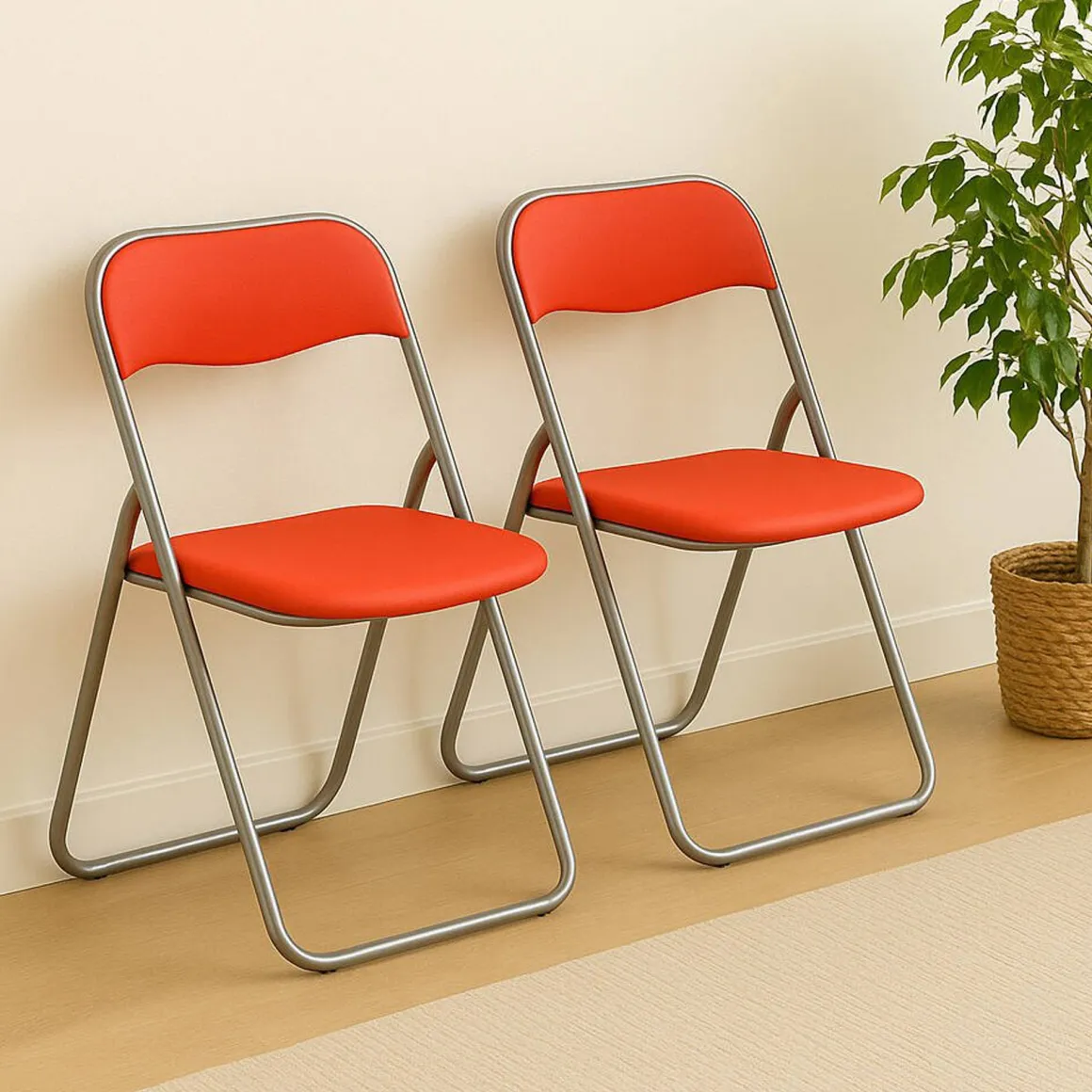Set 2 sedie pieghevoli imbottite rosse struttura in metallo - Antenore