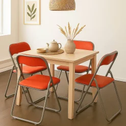 Set 4 sedie pieghevoli imbottite rosse struttura in metallo - Antenore