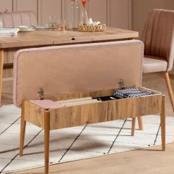 Set Tavolo E Sedie > Dmora Set tavolo allungabile 8 posti 2 sedie e 1 panca in legno - Padru Grigio Cemento, Marrone Quercia