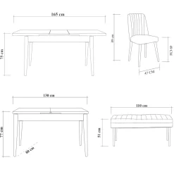 Set tavolo allungabile 8 posti 2 sedie e 2 panche in legno - Padru